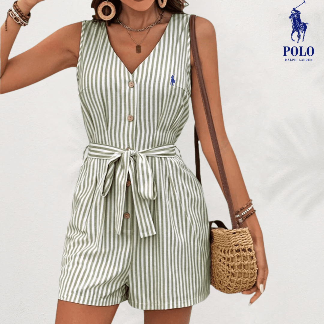 Ꮢalph Lauren™ Combinaison en Lin Rayée avec Ceinture - Formavella