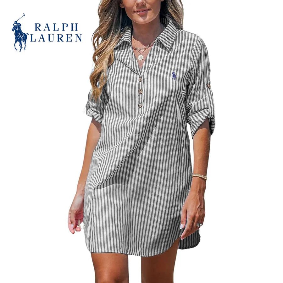 Ꮢаlрh Ꮮаurеn - Robe Chemise Femme à Rayures avec Décolleté en V Prix régulier - Formavella
