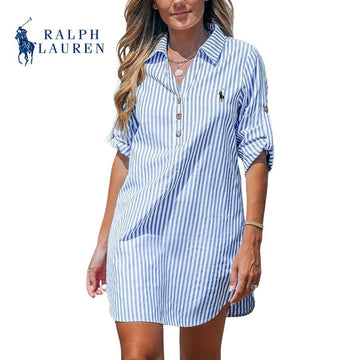 Ꮢаlрh Ꮮаurеn - Robe Chemise Femme à Rayures avec Décolleté en V Prix régulier - Formavella