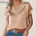 Blouse en satin avec dentelle et décolleté en V de Ralph Lauren - Formavella