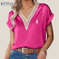 Blouse en satin avec dentelle et décolleté en V de Ralph Lauren - Formavella