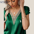 Blouse en satin avec dentelle et décolleté en V de Ralph Lauren - Formavella