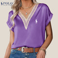 Blouse en satin avec dentelle et décolleté en V de Ralph Lauren - Formavella