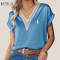 Blouse en satin avec dentelle et décolleté en V de Ralph Lauren - Formavella