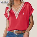 Blouse en satin avec dentelle et décolleté en V de Ralph Lauren - Formavella