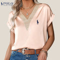 Blouse en satin avec dentelle et décolleté en V de Ralph Lauren - Formavella